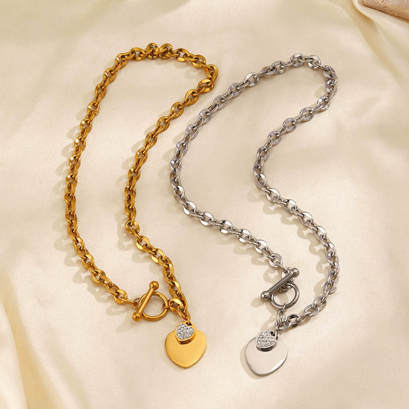 Wholesale Jewelry Stainless Steel Love Water Drops Bell Heart Ochain Necklace Bracelet Jewelry Set Electroplated
