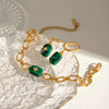 Wholesale Jewelry Stainless Steel Malachite Pendant Earrings Electroplating Geometric Style Women's