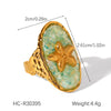 Wholesale Jewelry Stainless Steel Marine Life Style Electroplated Clavicle Chain Necklace With Starfish Open Ring Pendant