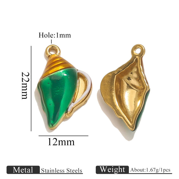 Wholesale Jewelry Stainless Steel Marine Series Pendant With Mermaid Shell And Sea Star Design Electroplated