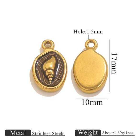 Wholesale Jewelry Stainless Steel Marine Series Pendant With Mermaid Shell And Sea Star Design Electroplated