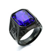 Wholesale Jewelry Stainless Steel Men's Geometric Ring Titanium Steel Electroplated Multicolor Gem Ring