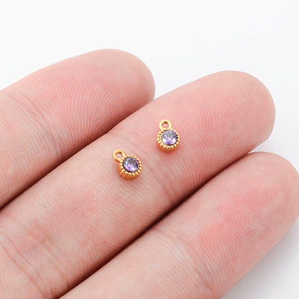 Wholesale Jewelry Stainless Steel Mini Pendant Inlaid Stars Oval Round Zircon Electroplated