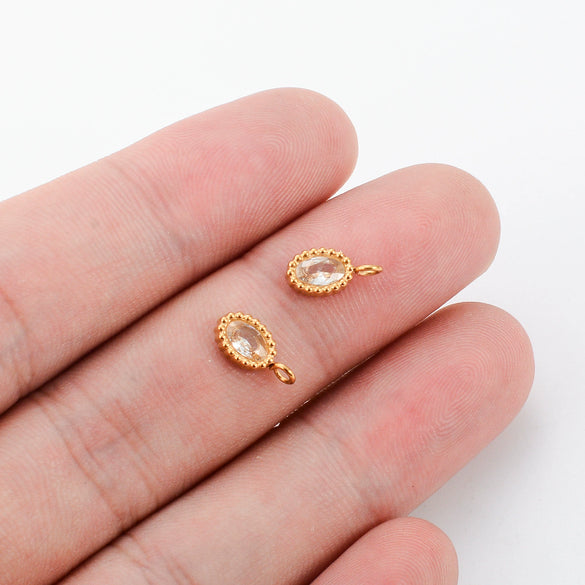 Wholesale Jewelry Stainless Steel Mini Pendant Inlaid Stars Oval Round Zircon Electroplated
