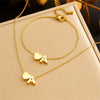 Wholesale Jewelry Stainless Steel Minimalist Love Water Drops Bells Pendant Necklace Bracelet Set With Electroplating