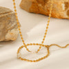 Wholesale Jewelry Stainless Steel Natural Freshwater Pearl Oval Geometric Electroplated Necklace And Bracelet For Women