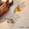 Wholesale Jewelry Stainless Steel Natural Geometric Heart Shape Electroplating Two Scallops Open Ring