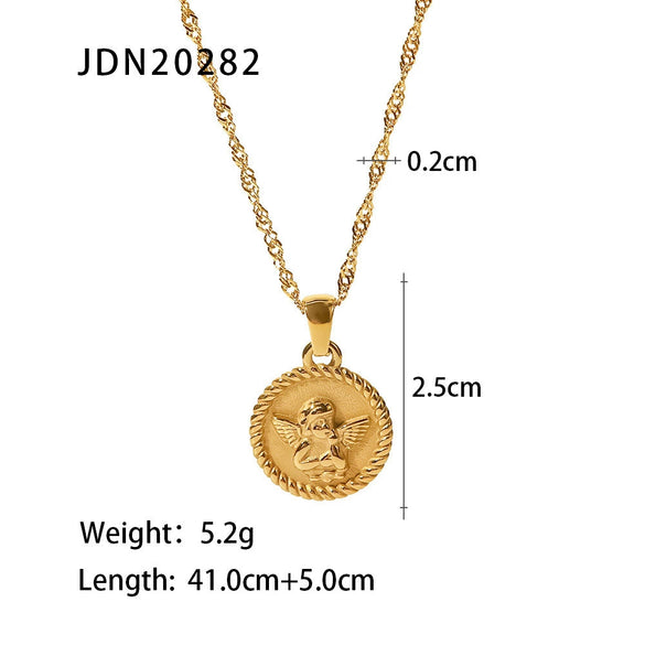 Wholesale Jewelry Stainless Steel Natural Geometric Style Electroplated Angel Pendant Necklace For Women