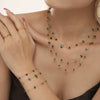 Wholesale Jewelry 316L Stainless Steel Natural Green Crystal Light Luxury Necklace Bracelet Handmade Chain Jewelry