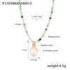 Wholesale Jewelry Stainless Steel Natural Stone Freshwater Pearl Geometric Pendant Collarbone Necklace For Women