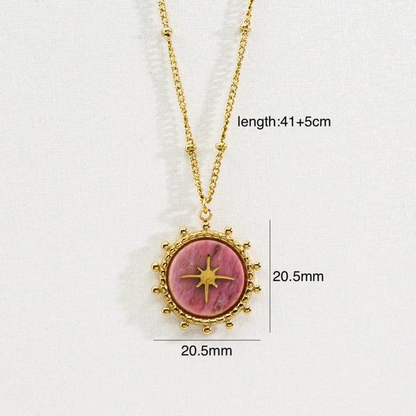 Wholesale Jewelry Stainless Steel Natural Stone Geometric Light Luxury Electroplated Star Pendant Necklace