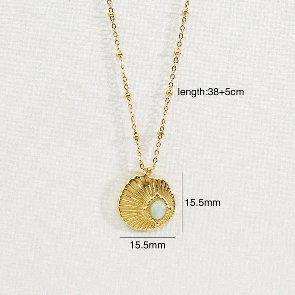 Wholesale Jewelry Stainless Steel Natural Stone Geometric Light Luxury Electroplated Star Pendant Necklace