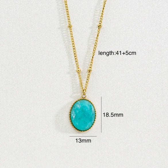 Wholesale Jewelry Stainless Steel Natural Stone Geometric Light Luxury Electroplated Star Pendant Necklace