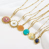 Wholesale Jewelry Stainless Steel Natural Stone Geometric Light Luxury Electroplated Star Pendant Necklace