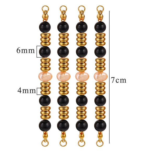 Wholesale Jewelry Stainless Steel Natural Stone Pearl Retro Double Hole Round Pendant With Electroplating And Vacuum Treatment
