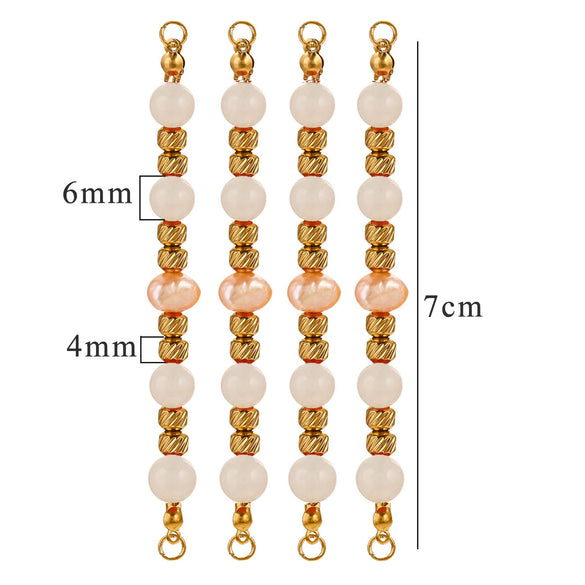 Wholesale Jewelry Stainless Steel Natural Stone Pearl Retro Double Hole Round Pendant With Electroplating And Vacuum Treatment