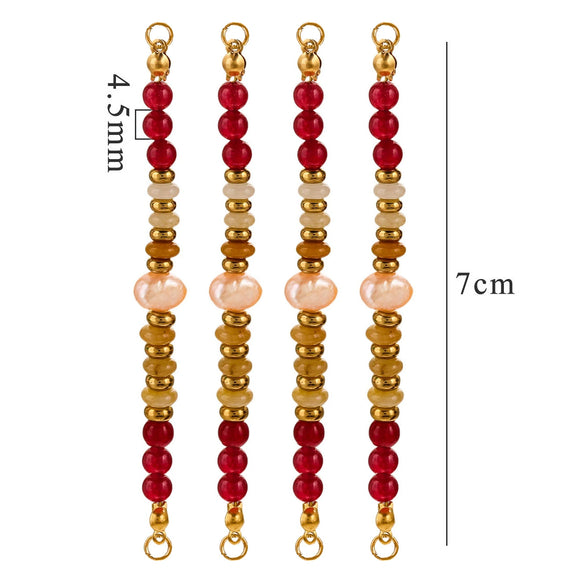 Wholesale Jewelry Stainless Steel Natural Stone Pearl Retro Double Hole Round Pendant With Electroplating And Vacuum Treatment