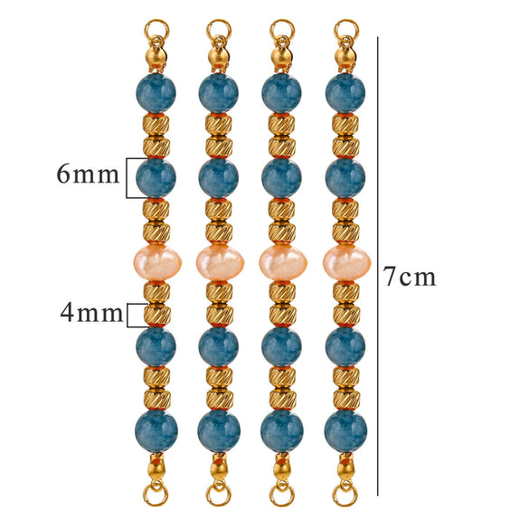 Wholesale Jewelry Stainless Steel Natural Stone Pearl Retro Double Hole Round Pendant With Electroplating And Vacuum Treatment