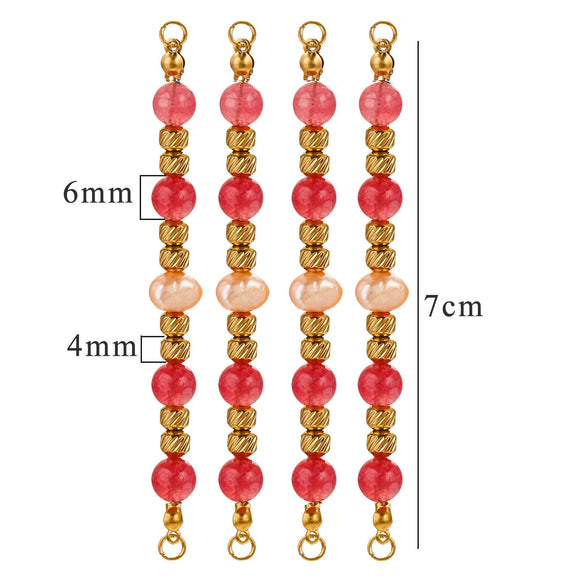 Wholesale Jewelry Stainless Steel Natural Stone Pearl Retro Double Hole Round Pendant With Electroplating And Vacuum Treatment