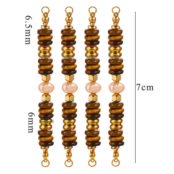 Wholesale Jewelry Stainless Steel Natural Stone Pearl Retro Double Hole Round Pendant With Electroplating And Vacuum Treatment