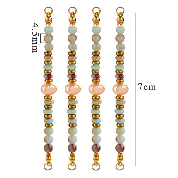 Wholesale Jewelry Stainless Steel Natural Stone Pearl Retro Double Hole Round Pendant With Electroplating And Vacuum Treatment