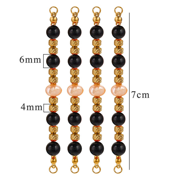 Wholesale Jewelry Stainless Steel Natural Stone Pearl Retro Double Hole Round Pendant With Electroplating And Vacuum Treatment
