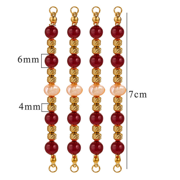 Wholesale Jewelry Stainless Steel Natural Stone Pearl Retro Double Hole Round Pendant With Electroplating And Vacuum Treatment