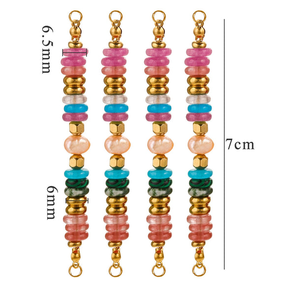 Wholesale Jewelry Stainless Steel Natural Stone Pearl Retro Double Hole Round Pendant With Electroplating And Vacuum Treatment