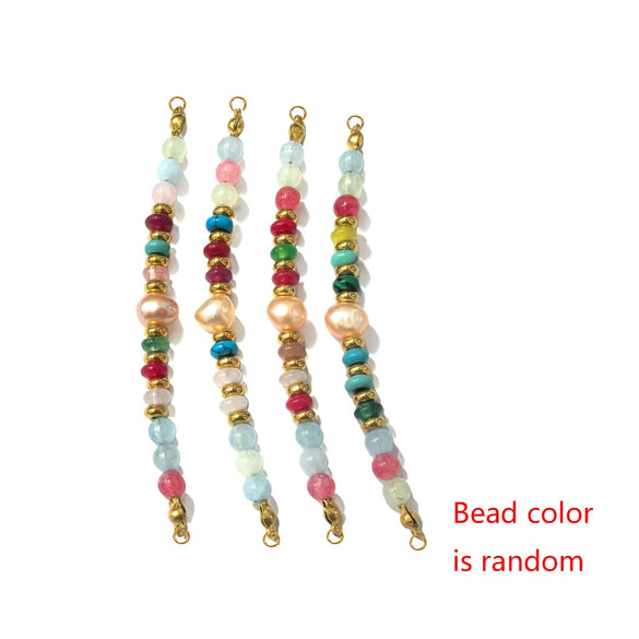 Wholesale Jewelry Stainless Steel Natural Stone Pearl Retro Double Hole Round Pendant With Electroplating And Vacuum Treatment