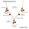 Wholesale Jewelry Stainless Steel Natural Stone Zircon Fruit Shape Electroplating Pendant Necklace Earrings Set