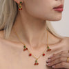Wholesale Jewelry Stainless Steel Natural Stone Zircon Fruit Shape Electroplating Pendant Necklace Earrings Set