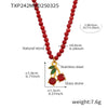 Wholesale Jewelry Stainless Steel Natural Stone Zircon Fruit Shape Electroplating Pendant Necklace Earrings Set