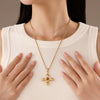 Wholesale Jewelry Stainless Steel Natural Tiger Eye Stone Cross Pendant Electroplating
