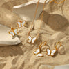 Wholesale Jewelry Stainless Steel Natural White Shellfish Butterfly Electroplating Animals Zodiac Earrings For Women