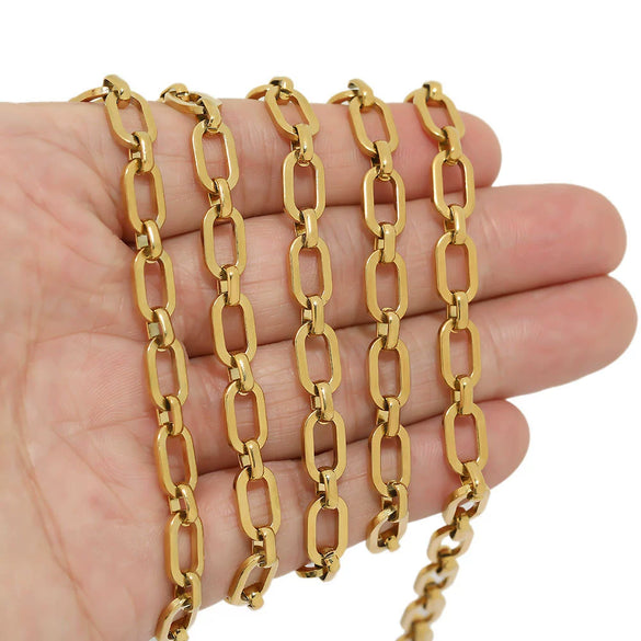 Wholesale Jewelry Stainless Steel Oglyph Ochain Squashed Cross Electroplated Hip Hop Necklace Bracelet Accessories