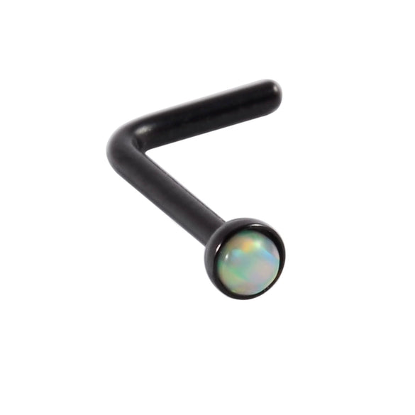 Wholesale Jewelry Stainless Steel Opal Nose Ring Lshaped Sshaped Electroplated