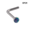Wholesale Jewelry Stainless Steel Opal Nose Ring Lshaped Sshaped Electroplated