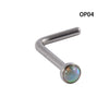 Wholesale Jewelry Stainless Steel Opal Nose Ring Lshaped Sshaped Electroplated