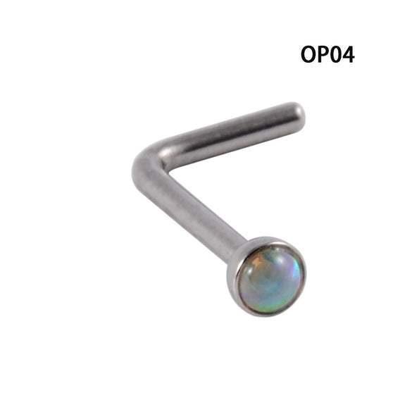 Wholesale Jewelry Stainless Steel Opal Nose Ring Lshaped Sshaped Electroplated