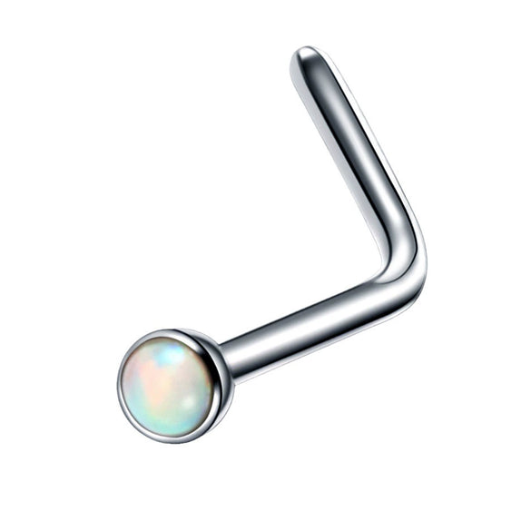 Wholesale Jewelry Stainless Steel Opal Nose Ring Lshaped Sshaped Electroplated