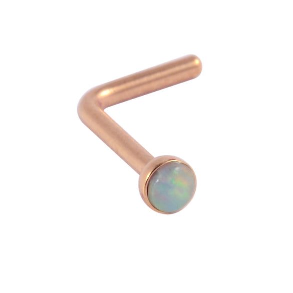 Wholesale Jewelry Stainless Steel Opal Nose Ring Lshaped Sshaped Electroplated