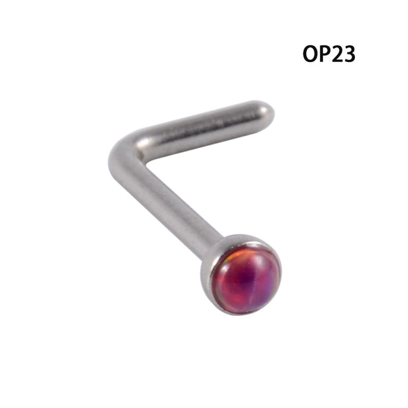 Wholesale Jewelry Stainless Steel Opal Nose Ring Lshaped Sshaped Electroplated