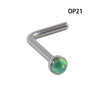 Wholesale Jewelry Stainless Steel Opal Nose Ring Lshaped Sshaped Electroplated