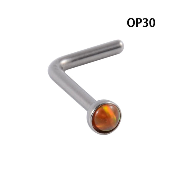 Wholesale Jewelry Stainless Steel Opal Nose Ring Lshaped Sshaped Electroplated