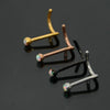 Wholesale Jewelry Stainless Steel Opal Nose Ring Lshaped Sshaped Electroplated