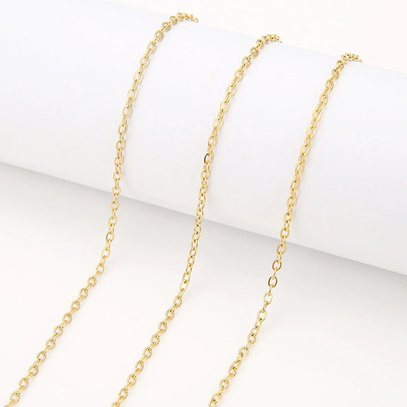Wholesale Jewelry Stainless Steel Oshaped Chain With Flat Cross Electroplated 18K Gold Rose Gold Necklace Chain Accessories