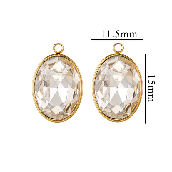 Wholesale Jewelry Stainless Steel Oval Round Fivepointed Star Dropshaped Love Crystal Glass Pendant Earrings Necklace Handmade Electroplating