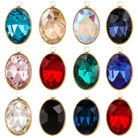 Wholesale Jewelry Stainless Steel Oval Round Fivepointed Star Dropshaped Love Crystal Glass Pendant Earrings Necklace Handmade Electroplating