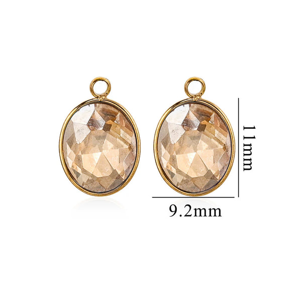 Wholesale Jewelry Stainless Steel Oval Round Fivepointed Star Dropshaped Love Crystal Glass Pendant Earrings Necklace Handmade Electroplating