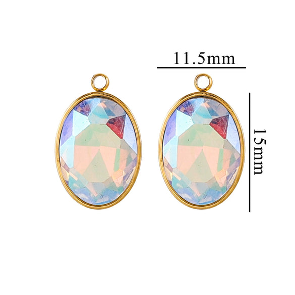 Wholesale Jewelry Stainless Steel Oval Round Fivepointed Star Dropshaped Love Crystal Glass Pendant Earrings Necklace Handmade Electroplating